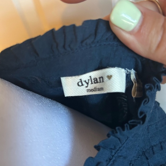 NWOT Dylan Anthropologie Midnight Navy Cotton Prairie Tiered Ruffle Dress Size M - Picture 7 of 12